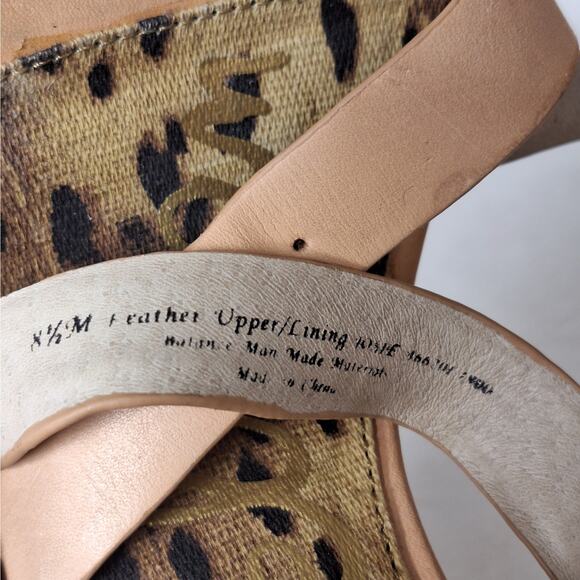 Sam Edelman Josie Sandals 8.5M Leather‎ Cork Wedge High Heels Platform Natural - Picture 3 of 10